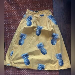 Ann Taylor Mustard Pineapple A-Line Skirt Size 4